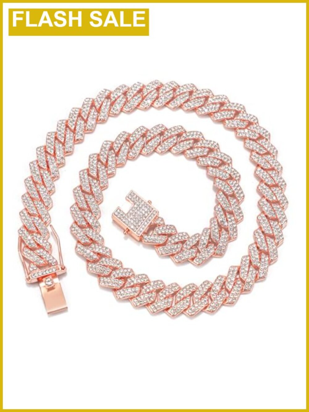 Cuban Link Chain Necklace Iced Out Rhinestone Hip Hop Jewelry Gift for Men Women